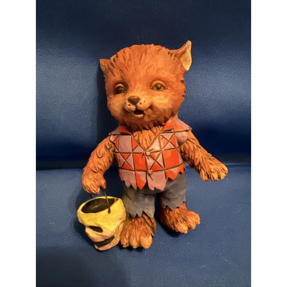 Set Of 2 Jim Shore Mini Halloween Trick Or Treat Werewolf & Skeleton Figurines